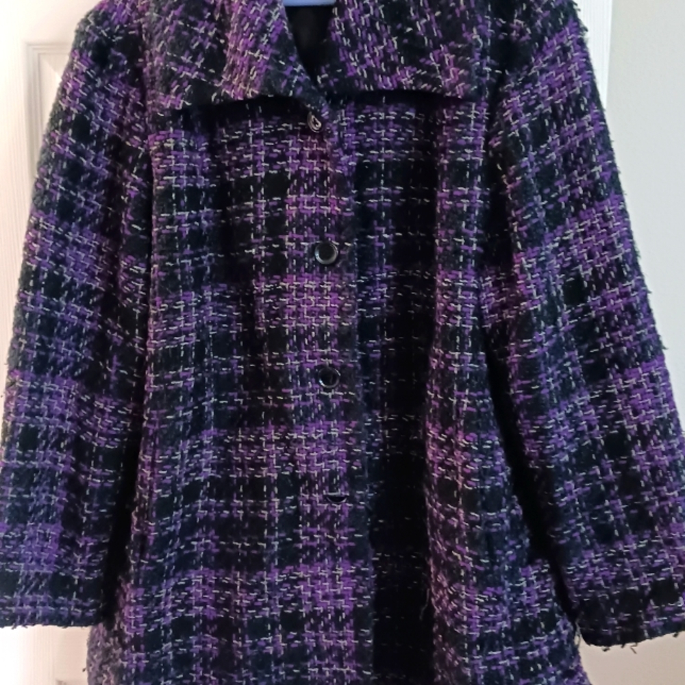 Purple Plaid Winter Coat 2x